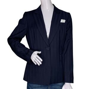 Tahari NWT Arthur S Levine Pinstripe Suit Jacket Navy Blue Size 8